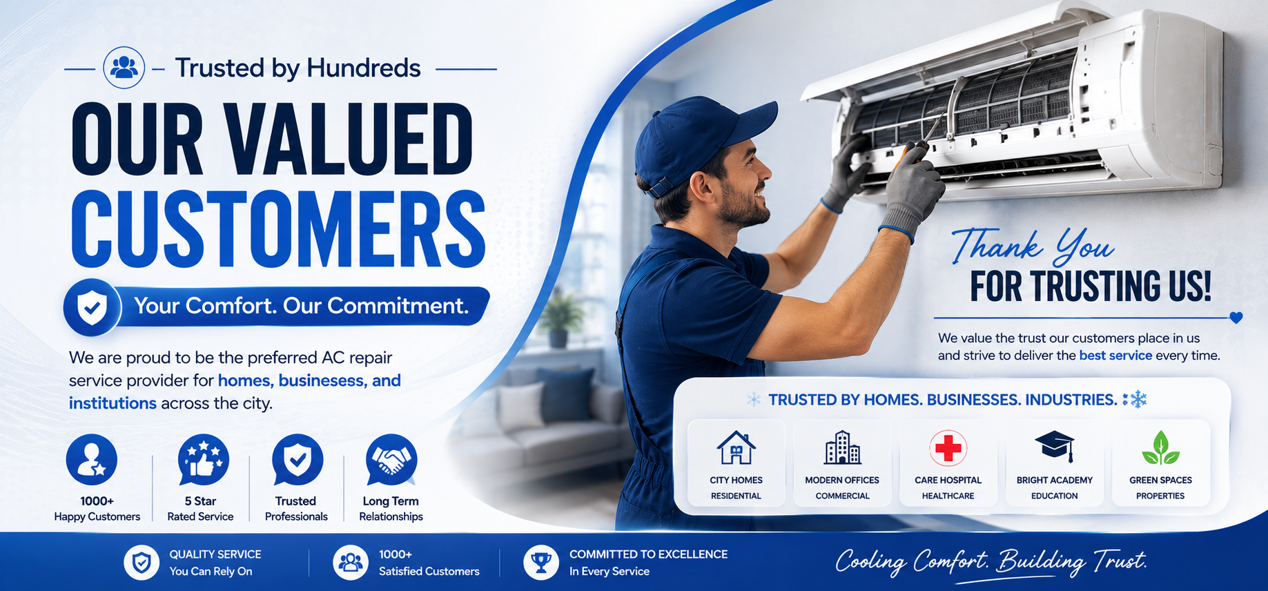 Technicians installing an air conditioner